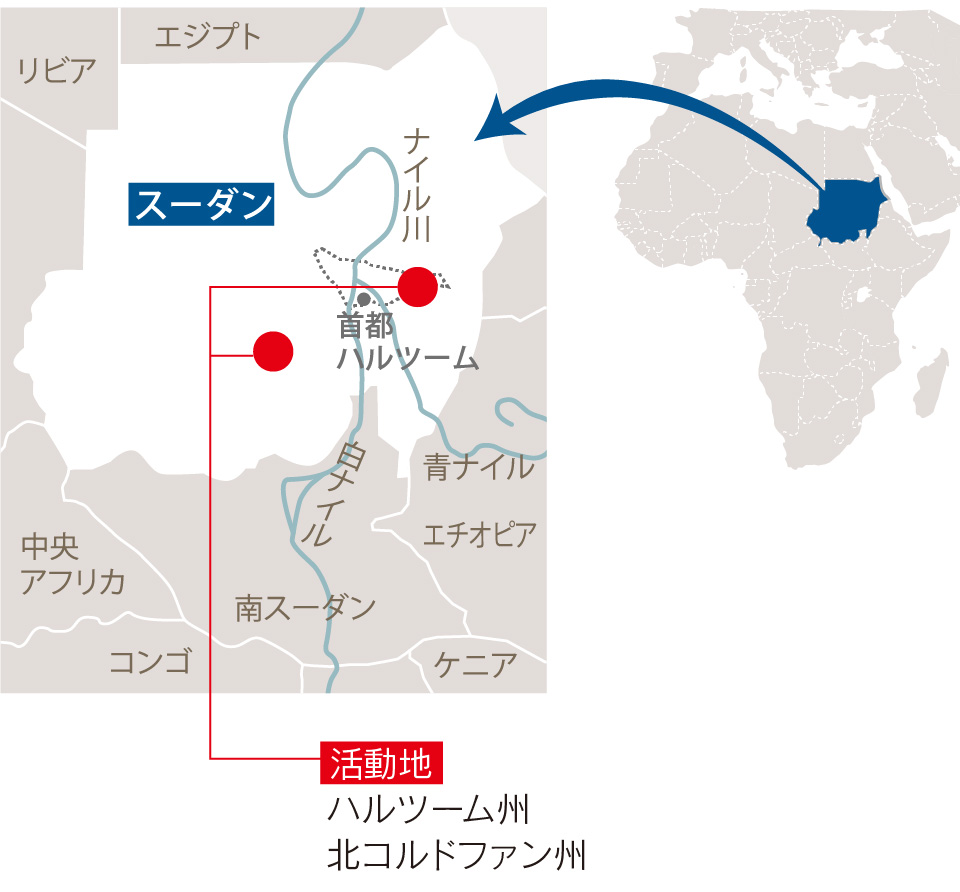 スーダンでの活動地：ハルツーム州 北コルドファン州